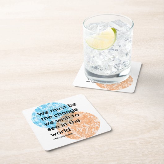 マハトマガンディチェンジ引用文 スクエアペーパーコースター (インサイチュ)