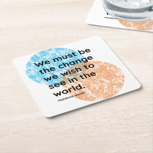 マハトマガンディチェンジ引用文 スクエアペーパーコースター (アングル)