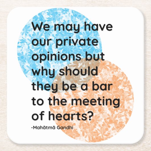 マハトマガンディハート引用文 スクエアペーパーコースター (正面)