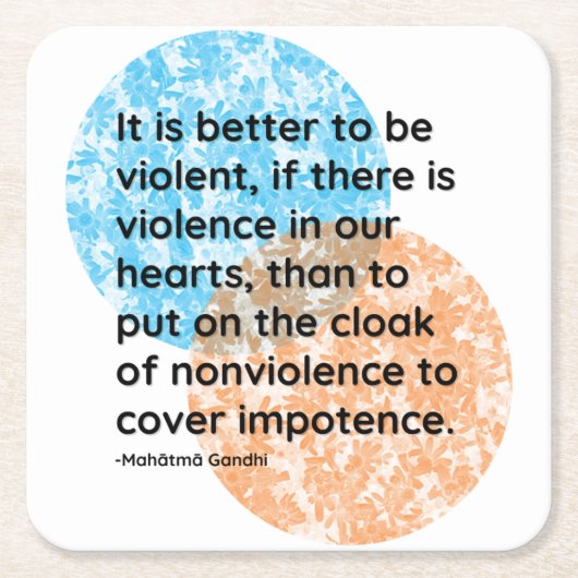 マハトマガンディハート引用文 スクエアペーパーコースター (正面)