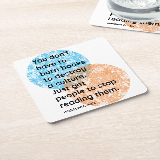 マハトマガンディブックス引用文 スクエアペーパーコースター (アングル)
