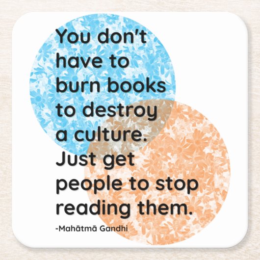 マハトマガンディブックス引用文 スクエアペーパーコースター (正面)