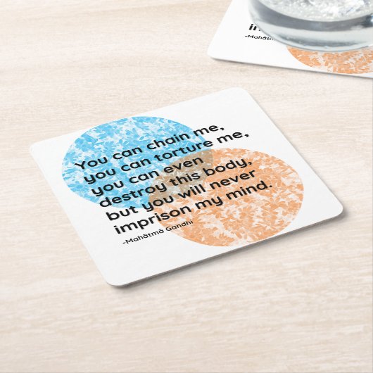 マハトマガンディマインド引用文 スクエアペーパーコースター (アングル)