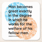 マハトマガンディマン引用文 スクエアペーパーコースター (正面)