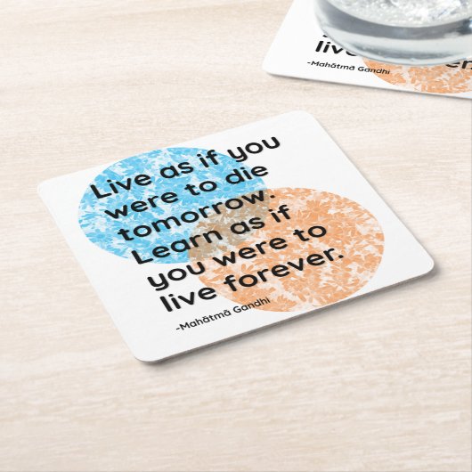マハトマガンディライブ学引用文 スクエアペーパーコースター (アングル)