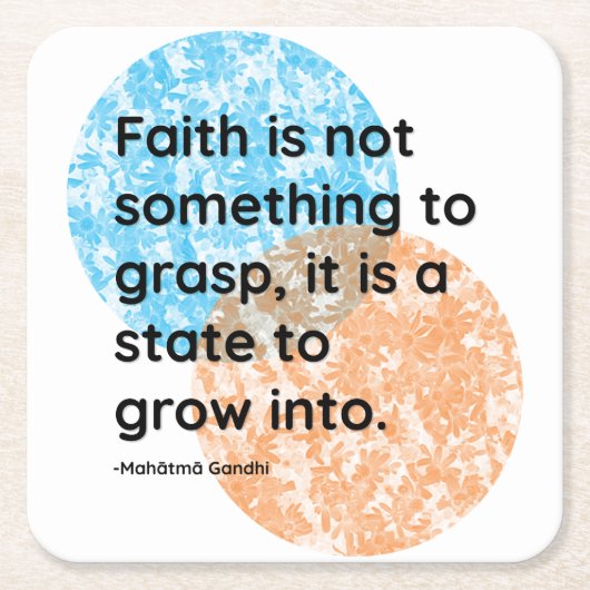 マハトマガンディ信仰引用文 スクエアペーパーコースター (正面)