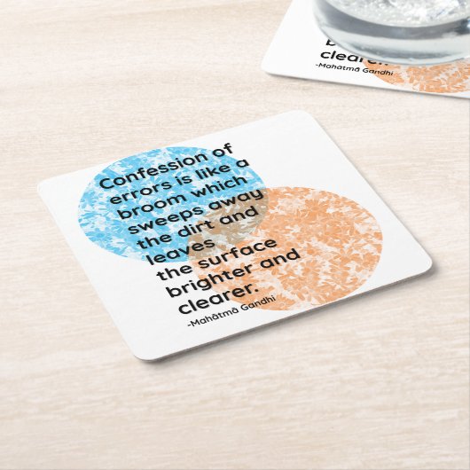 マハトマガンディ告白引用文 スクエアペーパーコースター (アングル)