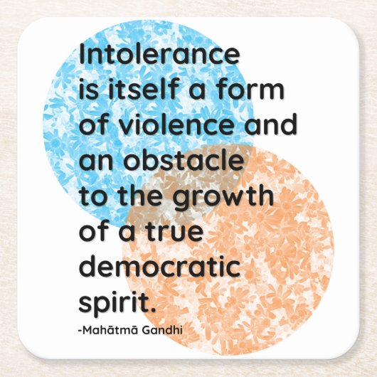 マハトマガンディ民主引用文 スクエアペーパーコースター (正面)