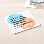 マハトマガンディ真実と暴力引用文 スクエアペーパーコースター (アングル)