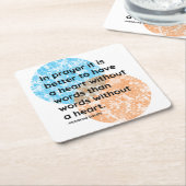 マハトマガンディ祈りの言葉ハート引用文 スクエアペーパーコースター (アングル)