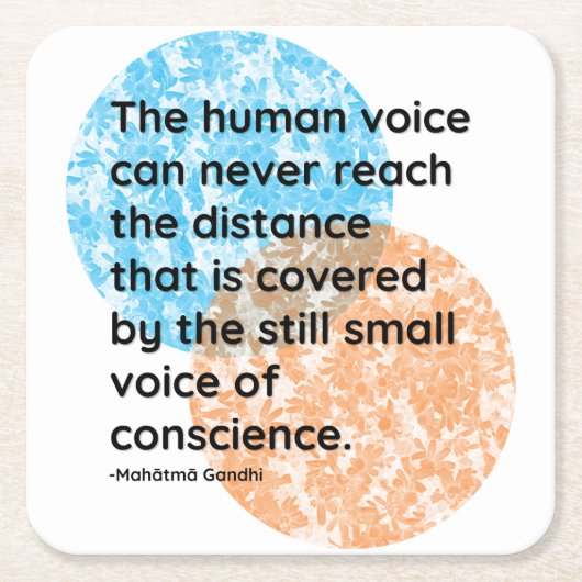 マハトマガンディ良心引用文 スクエアペーパーコースター (正面)