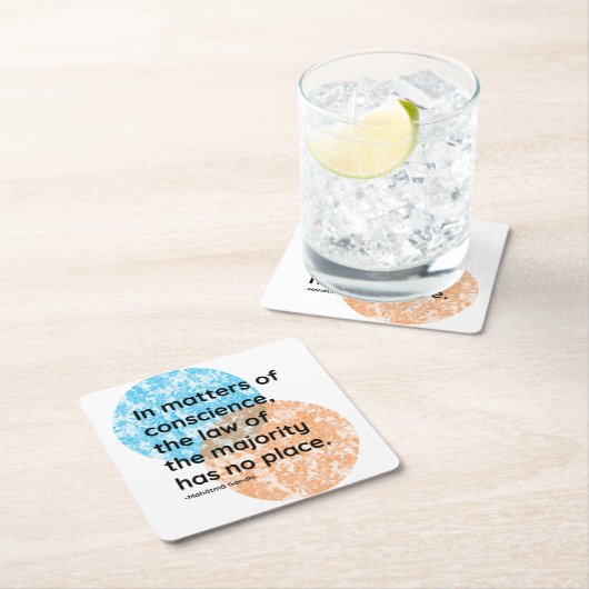 マハトマガンディ良心引用文 スクエアペーパーコースター (インサイチュ)