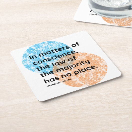 マハトマガンディ良心引用文 スクエアペーパーコースター (アングル)