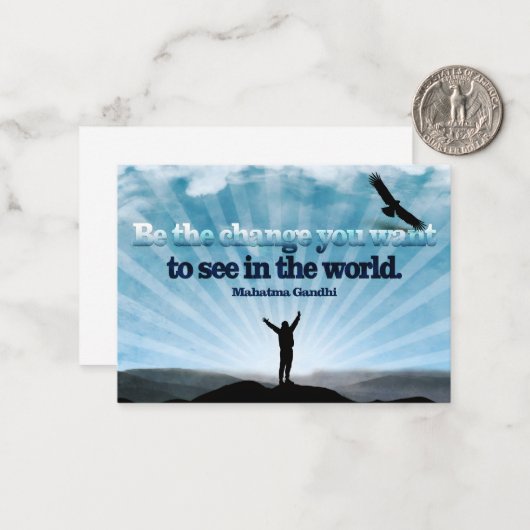 マハトマ・ガンジー感動的引用文「変化を求めて」 ノートカード (正面/裏面インサイチュ)
