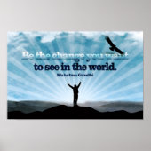 マハトマ・ガンジー感動的引用文「変化を求めて」 ポスター (正面)