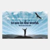 マハトマ・ガンジー感動的引用文「変化を求めて」 長方形シール (正面)