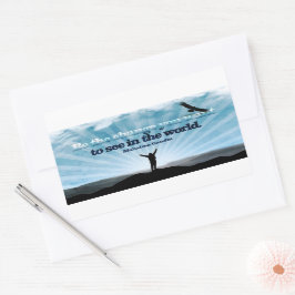 マハトマ・ガンジー感動的引用文「変化を求めて」 長方形シール