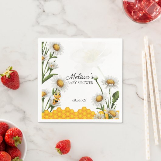 マハニカムホワイトデイジー花 スタンダードカクテルナプキン (インサイチュ)