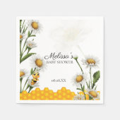 マハニカムホワイトデイジー花 スタンダードカクテルナプキン (正面)