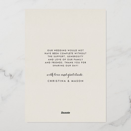 マハロ |の結婚フォトフォイルサンキューカード 箔招待状 (裏面)