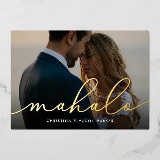 マハロ |の結婚フォトフォイルサンキューカード 箔招待状 (正面)