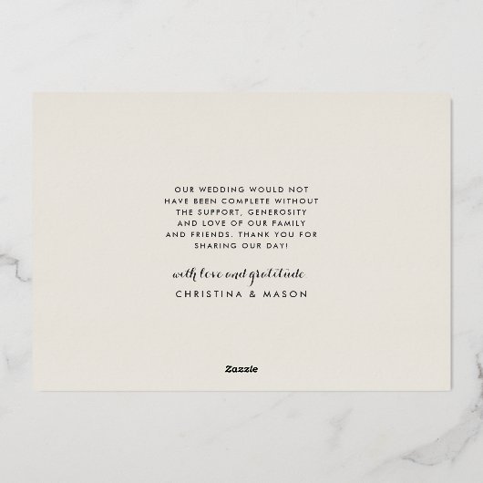 マハロ |の結婚フォトフォイルサンキューカード 箔招待状 (裏面)