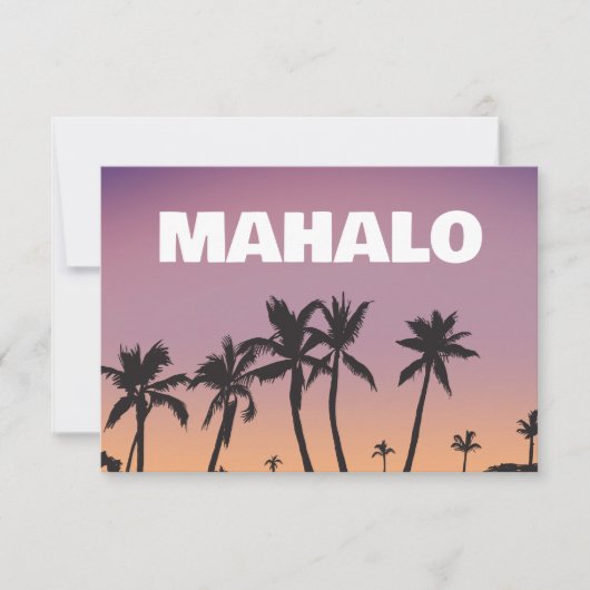 マハロ ハワイ 夕焼け ヤシの木 グラデーション ポストカード (正面)