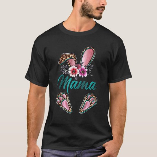 マバニー耳イースターデーかわいいヒョウ印刷フロー Tシャツ (正面)
