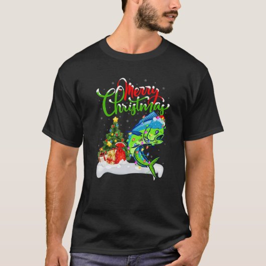 マヒおもしろいマヒフィッシュ恋人クリスマス照明マヒマヒ Tシャツ (正面)
