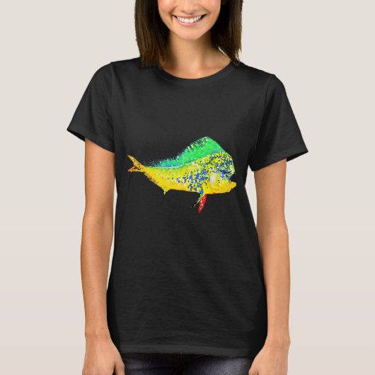 マヒマヒの水彩イルカの魚 Tシャツ (正面)
