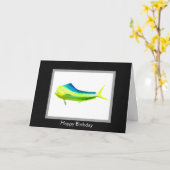 マヒマヒの魚のロゴ カード (黄色い花)