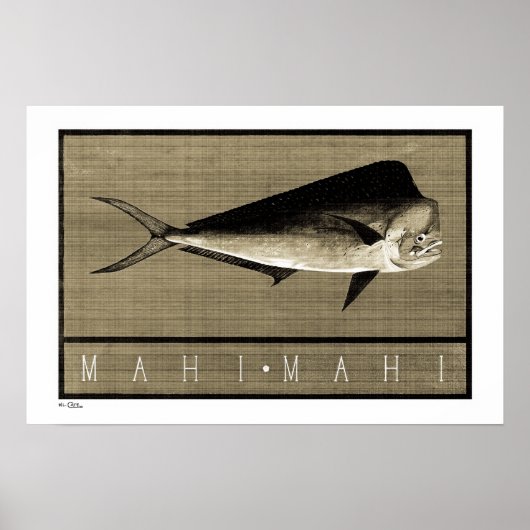 マヒマヒヴィンテージB&Wポスター、プリント、フレーム ポスター (正面)