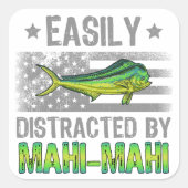 マヒ・マヒ、漁民の米国旗に簡単に気を取られる スクエアシール (正面)