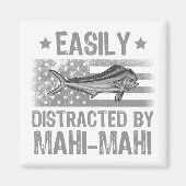 マヒ・マヒ、漁民の米国旗に簡単に気を取られる マグネット (正面)