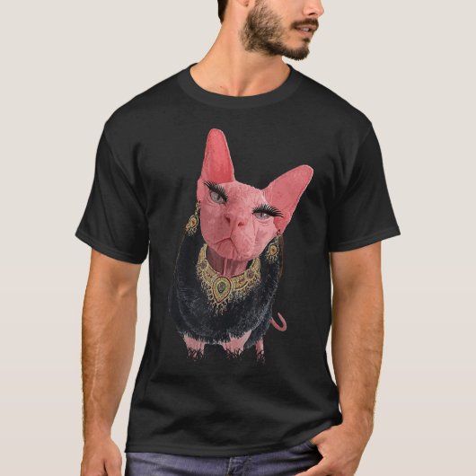 マビンゴス最愛の毛なしスフィンクス猫 Tシャツ (正面)