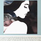 マフかわいらしラーの女の子 キャンバスプリント (インサイチュ (ウッドフロア))