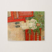 マフのクリスマスのヴィンテージのスウェーデンの女の子 ジグソーパズル (横)