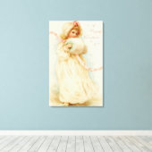 マフの女の子を描いたクリスマスカード キャンバスプリント (インサイチュ (ウッドフロア))