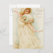 マフを持つ女の子を描写するクリスマスカード シーズンポストカード (正面/裏面)