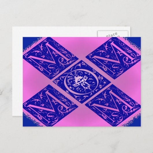 マファンシーマ文字インブルー&パープル ポストカード (正面/裏面)