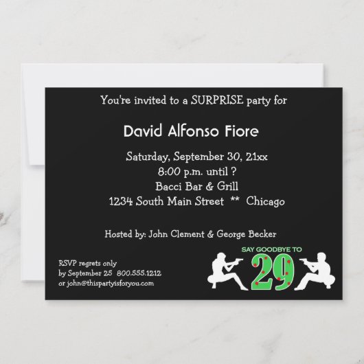 マフィアのスタイルの写真の第30誕生祝い 招待状 (裏面)