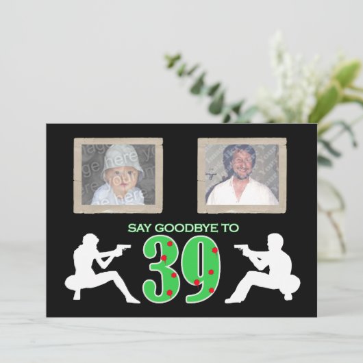 マフィアのスタイルの写真第40の誕生祝い 招待状 (スタンド正面)