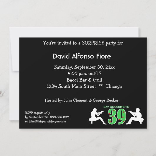 マフィアのスタイルの写真第40の誕生祝い 招待状 (裏面)