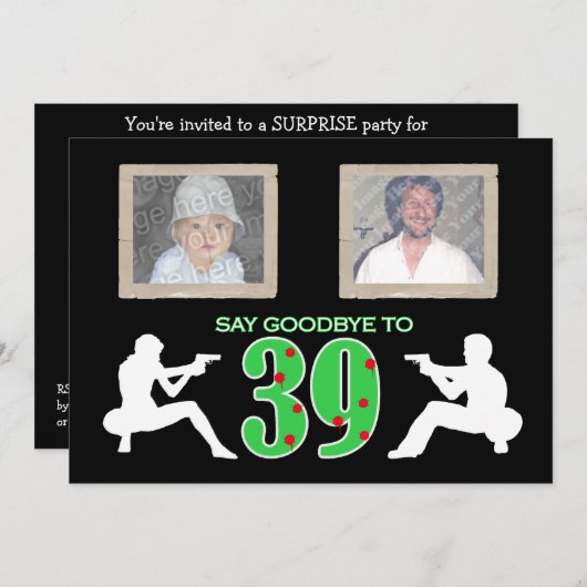 マフィアのスタイルの写真第40の誕生祝い 招待状 (正面/裏面)