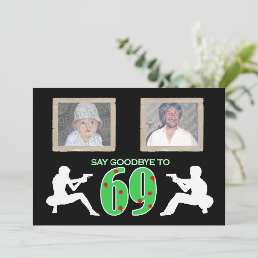 マフィアのスタイルの写真第70の誕生祝い 招待状 (スタンド正面)