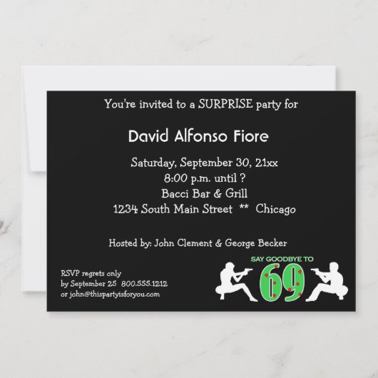 マフィアのスタイルの写真第70の誕生祝い 招待状 (裏面)