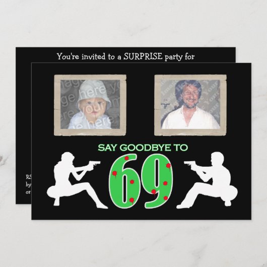 マフィアのスタイルの写真第70の誕生祝い 招待状 (正面/裏面)