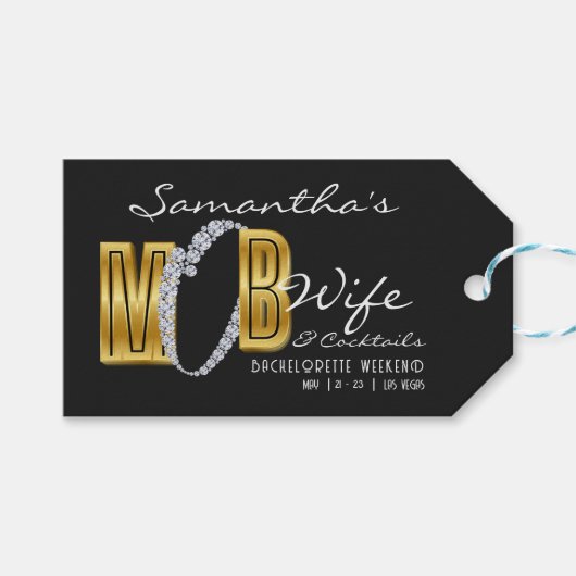 マフィアの妻 & カクテル ブラック バチェロレッテ パーティー ギフトタグ (正面(横))