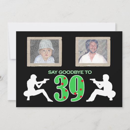 マフィアスタイルの写真 40歳の誕生日パーティー 招待状 (正面)