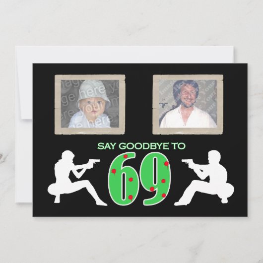 マフィアスタイルの写真 70歳の誕生日パーティー 招待状 (正面)